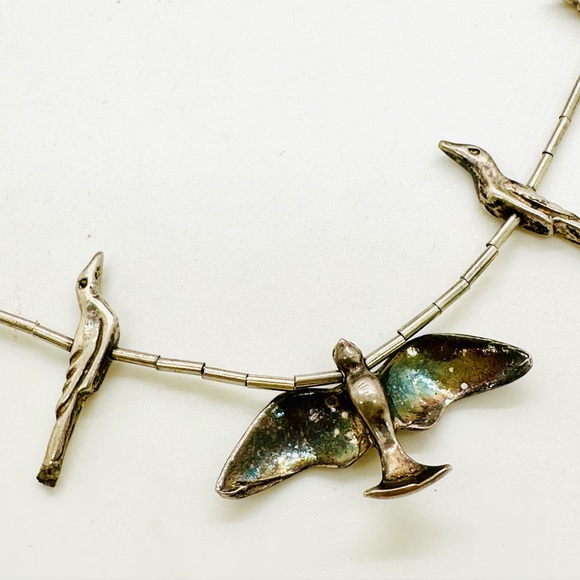 Vintage Sterling Silver Sterling Fetish Bird Necklace - Picture 9 of 10